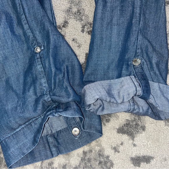 Calvin Klein Pants Chambray Blue Roll Tab Cuff Hem Drawstring Waist Size Medium - Picture 5 of 12